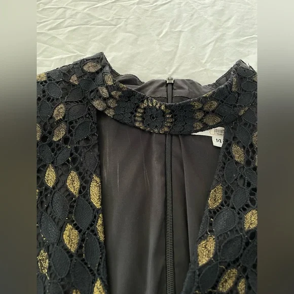 Trina Turk Dress 14 Black Lace Overlay Party Date Night Going Out Cocktail - Picture 4 of 9